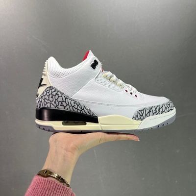 莆田耐克 Air Jordan 3 Retro“white cement reimagind”皮革 做旧 白水泥 白灰色复古篮球鞋