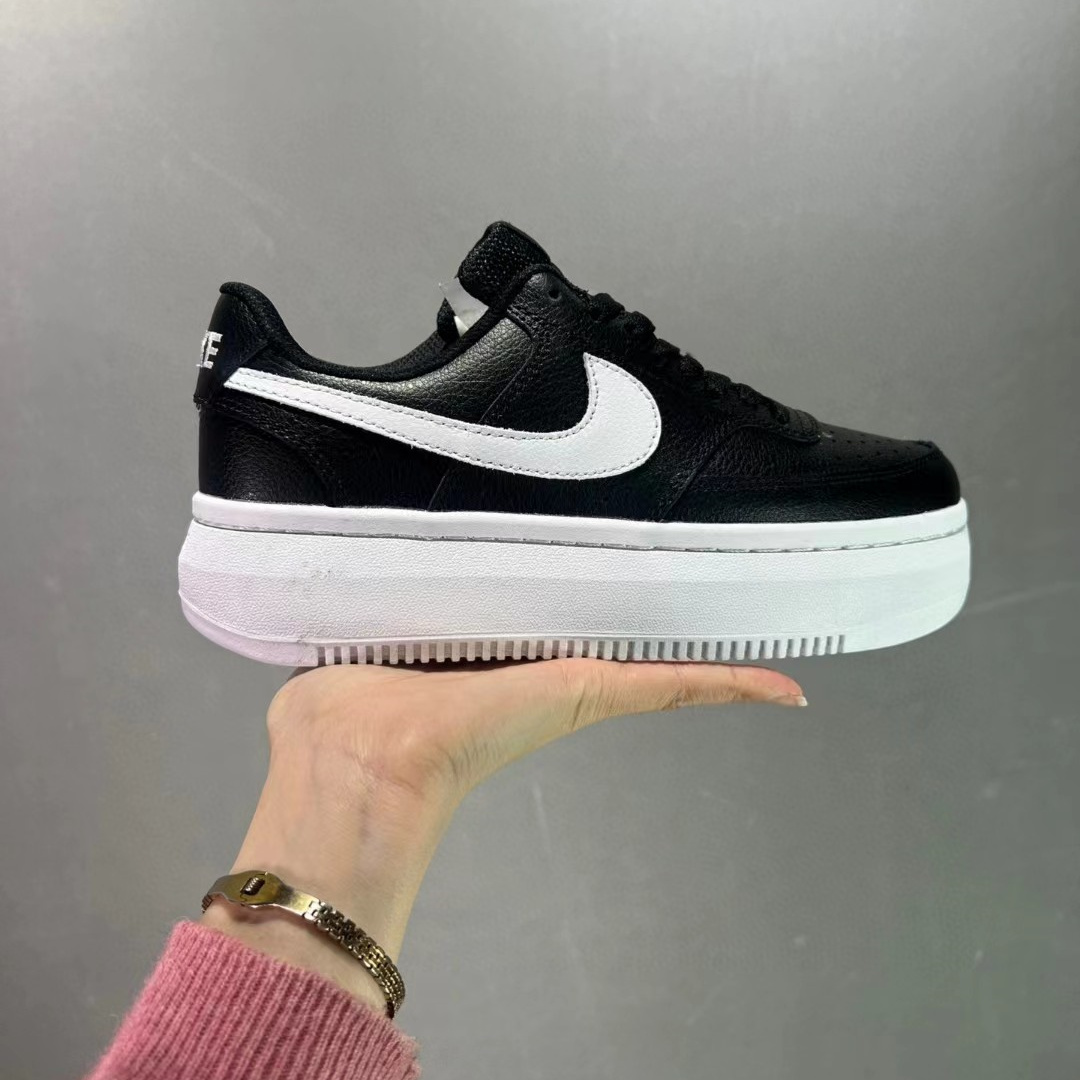 莆田耐克 Nike Court Vision Alta 新款运动休闲厚底低帮休闲鞋板鞋 黑白