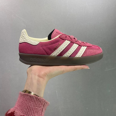 莆田鞋阿迪达斯 Originals Gazelle Indoor 德训系列 三叶草复古休闲运动板鞋 粉红