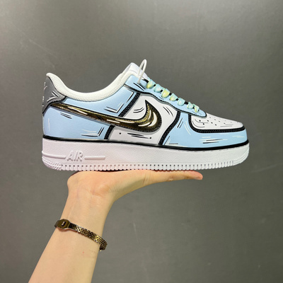 Nike Air Force 1 Low 空军一号 野鹤制造 复古休闲 冰雪奇缘 二次元 蓝金 低帮板鞋