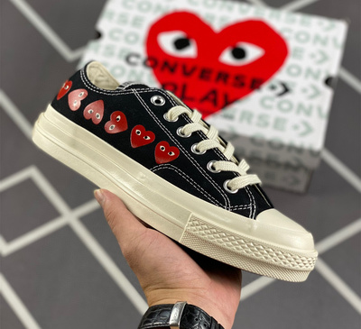 莆田万斯vans x converse联名款 低帮板鞋 红心爱心 黑白红
