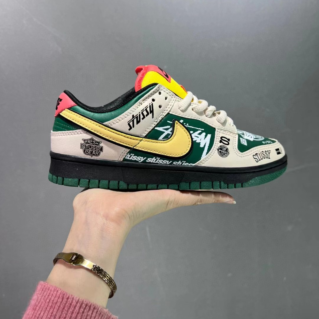 莆田耐克 Nike SB Dunk Low Pro 经典复古运动鞋 米灰绿