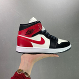 莆田公司级aj1 Jordan Air Jordan 1 mid wmns“black toe”耐磨中帮 复古篮球鞋 黑红色